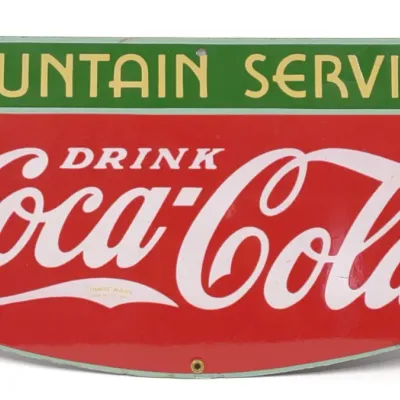 Sale Photo Thumbnail #58: 1935 Coca-Cola Fountain Service Porcelain Sign SSP