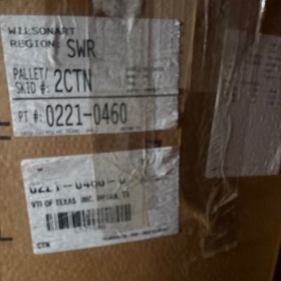 Sale Photo Thumbnail #51: Sealed Wilsonart cardboard shipping box featuring printed product and inventory labels.