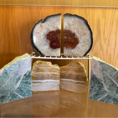 Agate And Onyx Bookends 
