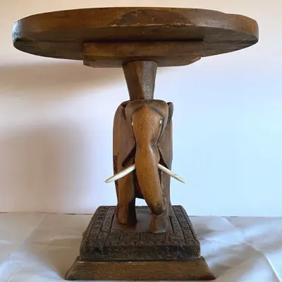 Hand Carved Elephant Table