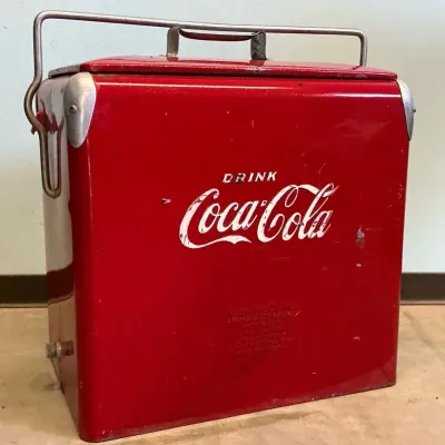 Vintage Coca-Cola Red Metal Portable Cooler, 1950s