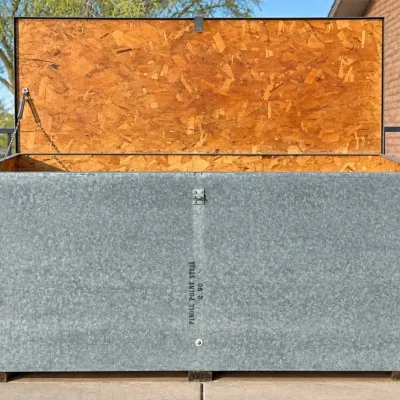 Large Galvanized Steel Storage Chest with Hinged Lid
