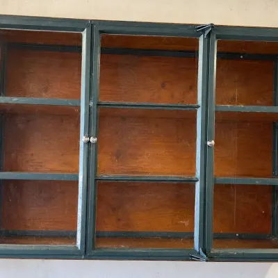 Large Industrial Style Wall Mounted Glass Storage Cabinet