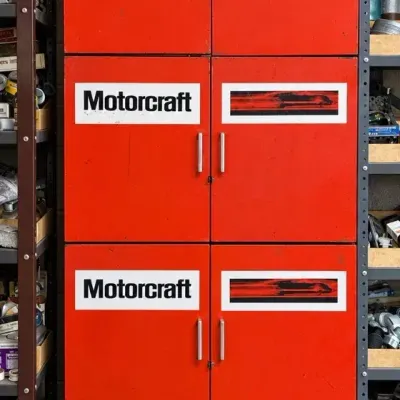 Vintage Motorcraft Metal Parts Storage Cabinet