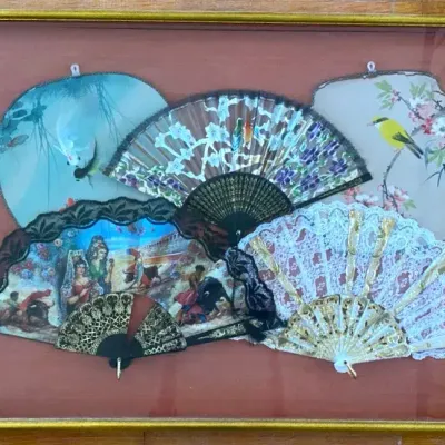 Framed Collage Of Hand Fans 