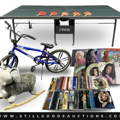 Sale Photo Thumbnail #10: Furniture, antiques, art glass, Murano glass, large appliances, small appliances, coins, gold, sterling silver, quilting supplies, toys, bicycles, taxidermy, crystal, brass, steins, holiday decor, Texaco collectibles, Fitz & Floyd, knives, sunglasses, wat