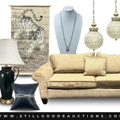 Sale Photo Thumbnail #9: Furniture, antiques, art glass, Murano glass, large appliances, small appliances, coins, gold, sterling silver, quilting supplies, toys, bicycles, taxidermy, crystal, brass, steins, holiday decor, Texaco collectibles, Fitz & Floyd, knives, sunglasses, wat