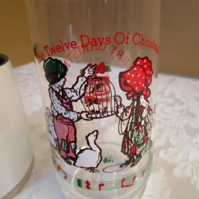 Sale Photo Thumbnail #42: Holly Hobby Twelve Days of Christmas glass, Christmas truck & tree soup mug, ceramic Christmas bakeware bowl,  new whisk & spatula set, dish cloth, see pictures