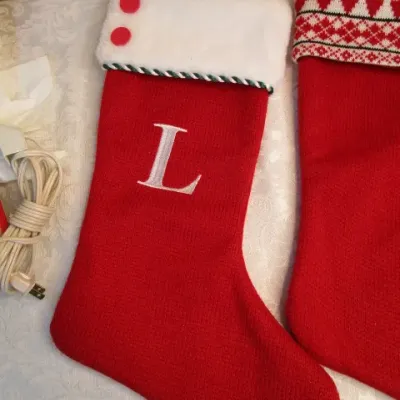 Sale Photo Thumbnail #485: Wreath hanger is 10-1/2" long, Stockings are 16" long, See pictures
