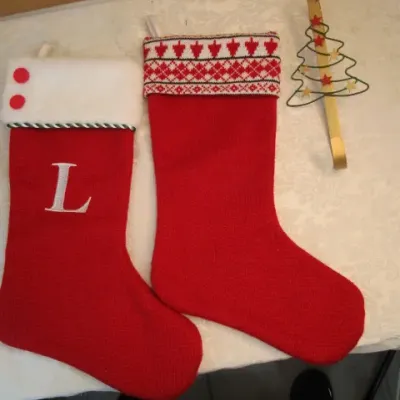 Sale Photo Thumbnail #481: Wreath hanger is 10-1/2" long, Stockings are 16" long, See pictures