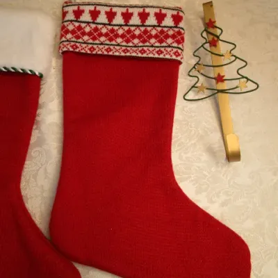 Sale Photo Thumbnail #484: Wreath hanger is 10-1/2" long, Stockings are 16" long, See pictures