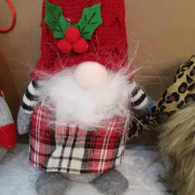 Sale Photo Thumbnail #914: Light-up gnome is 9" tall, plaid-dressed gnome is 8-1/2" tall, wildman gnome is 6-1/2" tall, See pictures