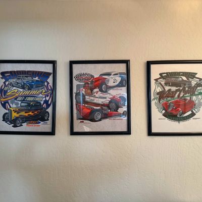 Sale Photo Thumbnail #58: Set of three framed Goodguys car show event posters from 2003 in matching black frames.