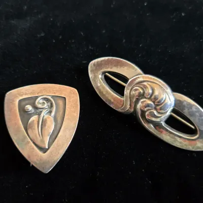 Silver Brooch Pair