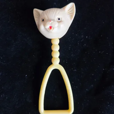 Vintage Plakie Celluloid Baby Rattle, ca. 1940s