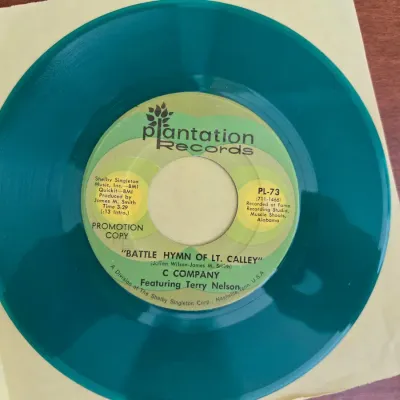 Promotional Green Vinyl 45 RPM "Battle Hymn of Lt Calley/Terry Nelson" 