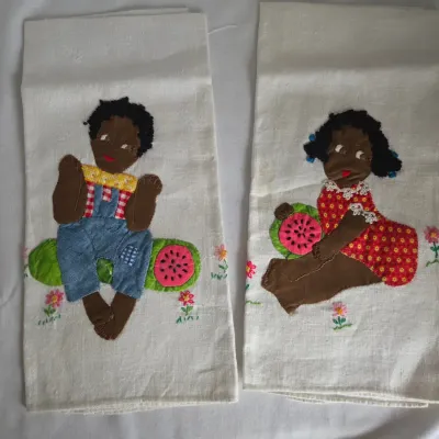 Vintage Handmade Appliqued Tea Towels