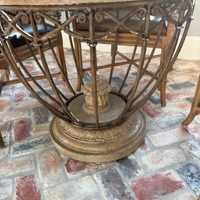 Sale Photo Thumbnail #23: Hooker caste iron and beveled glass top table
$350
54X30"