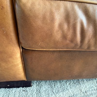 Sale Photo Thumbnail #31: two tone brown leather sofa $499
91X37X21"