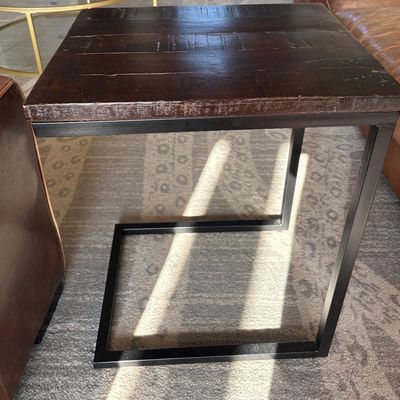 Sale Photo Thumbnail #32: C shaped wood and cast iron side table $49
20X16X26"
2 available