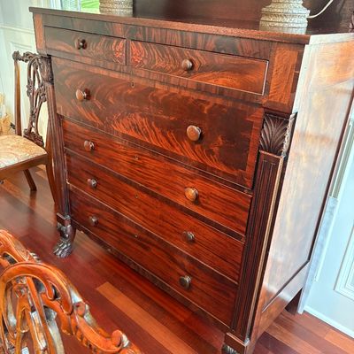 Sale Photo Thumbnail #11: American Empire [1830-1850] antique chest of drawers $1,299
50X22X61"