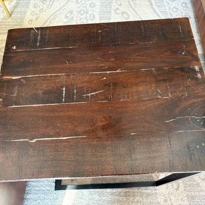Sale Photo Thumbnail #33: C shaped wood and cast iron side table $49
20X16X26"
2 available