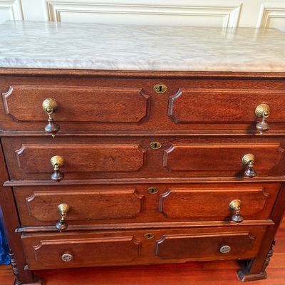 Sale Photo Thumbnail #15: French Empire [1830-1880] chest of drawers with marble top $799
40X19X36"