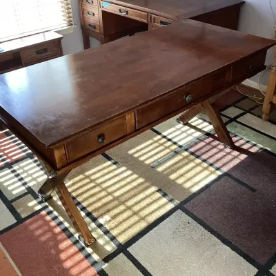 Wood Desk With Three Drawers