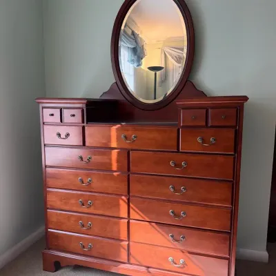 Wooden Dresser With Mirror