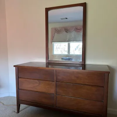 Mid-Century Modern Ward Furniture Dresser With Mirror