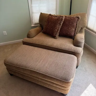 Bernhardt Upholstered Chair & Ottoman Set