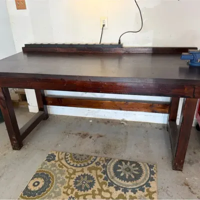Wooden Workbench With Vice
