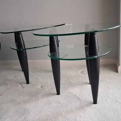 Glass And Wood Side Tables (2)