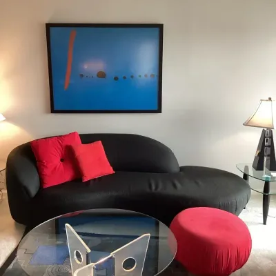 Curved Back Sofa With Ottoman