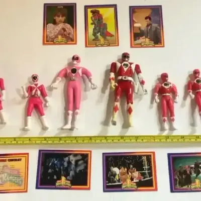 Vintage Mighty Morphin Power Rangers Action Figures & Trading Card Collection