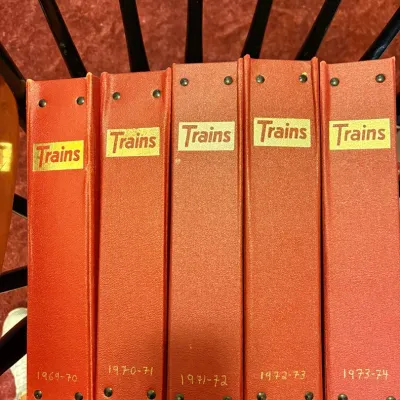 Vintage Trains Magazine Hardcover Binders Collection (1969–1974) – Set of 5