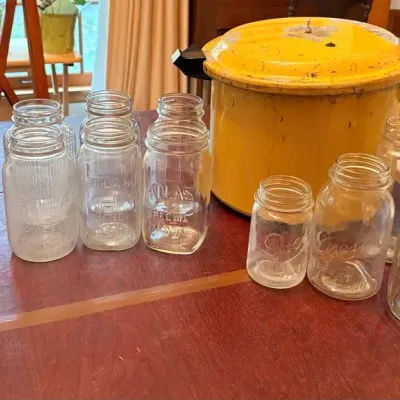 Vintage Presto Pressure Cooker Canner w/ Manual + Vintage Ball Zinc Lid & Atlas Mason Jar Lot