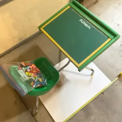 Playskool Child’s Tilting Desk & Green Chair Set with Magnetic Board & Letters