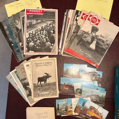 Vintage Railroad Magazine & Postcard Lot – Erie, Pennsy, Maine Central & Trolley Ephemera