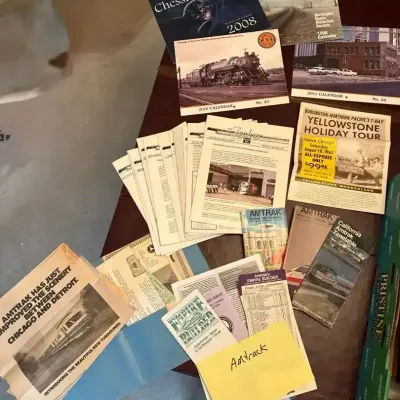 Vintage Railroad Lot – Burlington Route Zephyr Newsletters, Amtrak Timetables & Railway Calendars