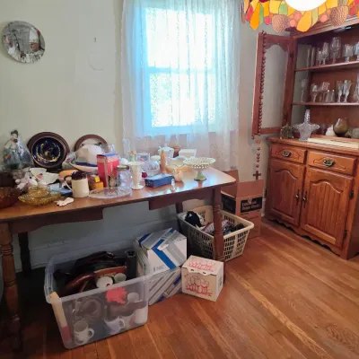 Sale Photo Thumbnail #14: Glassware, Oak Hutch