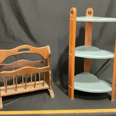 Wooden Magazine Rack & 3-tier Corner Shelf 