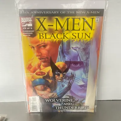 Sale Photo Thumbnail #110: Marvel Comics X-Men: Black Sun #5 of 5 featuring Wolverine and Thunderbird, sealed in a protective plastic sleeve with backing board.