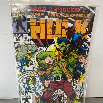 Sale Photo Thumbnail #55: The Incredible Hulk #391 comic book, published by Marvel Comics in March 1992, sealed in a plastic protective sleeve.