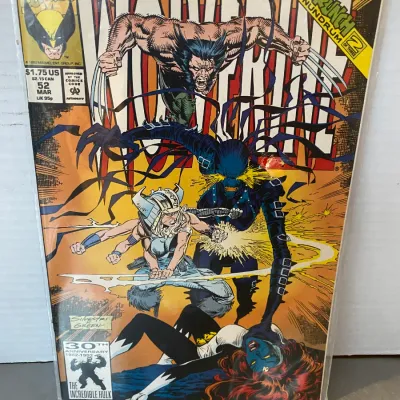 Sale Photo Thumbnail #89: Marvel Comics Wolverine #52, published in March 1992, featuring Marc Silvestri and Dan Green cover art in a protective sleeve.