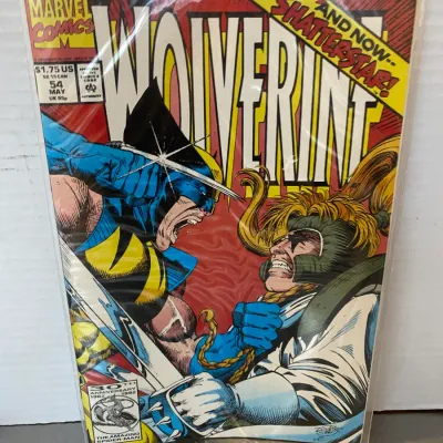 Sale Photo Thumbnail #85: Bagged and boarded copy of Marvel Comics Wolverine #54 from May 1992, featuring Shatterstar.
