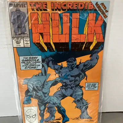 Sale Photo Thumbnail #58: Marvel Comics The Incredible Hulk #363, published in December 1989, preserved in a plastic sleeve.