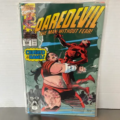 Sale Photo Thumbnail #18: Marvel Comics Daredevil #296, September 1991, featuring 'Crushed by The Hand!' cover art, bagged and boarded.