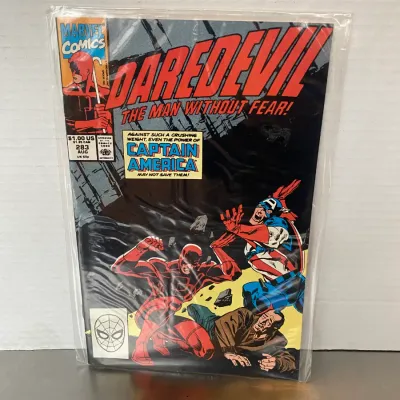 Sale Photo Thumbnail #29: Marvel Comics Daredevil #283 from August 1990, featuring Captain America, bagged and boarded.