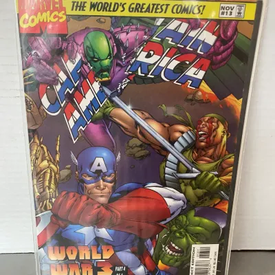 Sale Photo Thumbnail #71: Bagged and boarded copy of Marvel Comics' Captain America #13 from November 1997, featuring the World War 3 storyline.